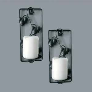 Set of 2 Ivy Leaf Metal Candle Holder  Wall Mounted